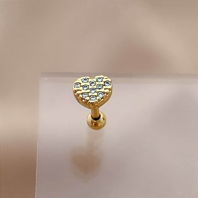 PIERCING TRÁGUS / CARTILAGEM CORAÇÃO CRAVEJADO 8MM HASTE AÇO 316L FOLHEADO A OURO 18K SEMIJOIA PARA ATUALIZAÇÃO⭐️