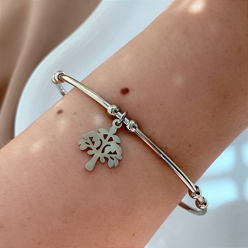 PULSEIRA / BRACELETE PINGENTE MINI ÁRVORE AÇO 316L⭐️