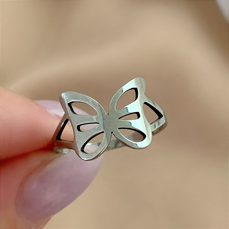 ANEL BORBOLETA VAZADA AÇO 316L⭐️