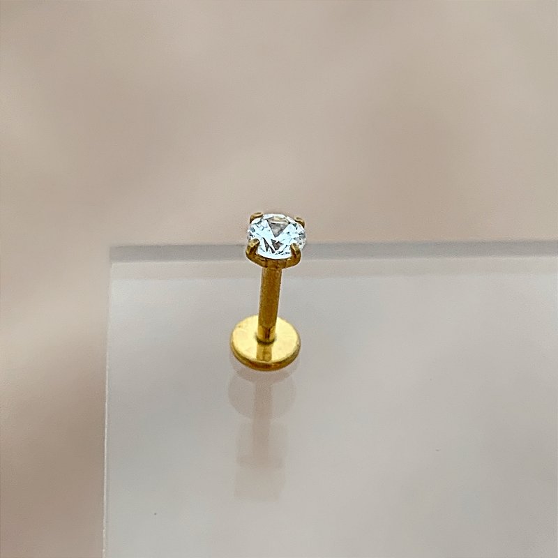 PIERCING TRÁGUS / CARTILAGEM PONTO DE LUZ 6MM HASTE AÇO 316L FOLHEADO A OURO 18K SEMIJOIA PARA ATUALIZAÇÃO⭐️
