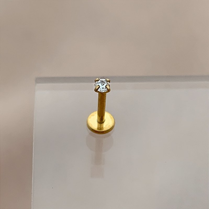 PIERCING TRÁGUS / CARTILAGEM PONTO DE LUZ P 6MM HASTE AÇO 316L FOLHEADO A OURO 18K SEMIJOIA PARA ATUALIZAÇÃO⭐️
