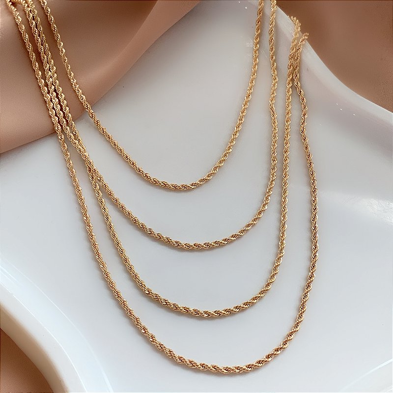 COLAR CORRENTE QUÁDRUPLA CORDÃO BAIANO BIJU