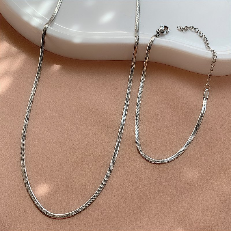 COLAR E PULSEIRA KIT FITA FINA 2MM AÇO 316L⭐️