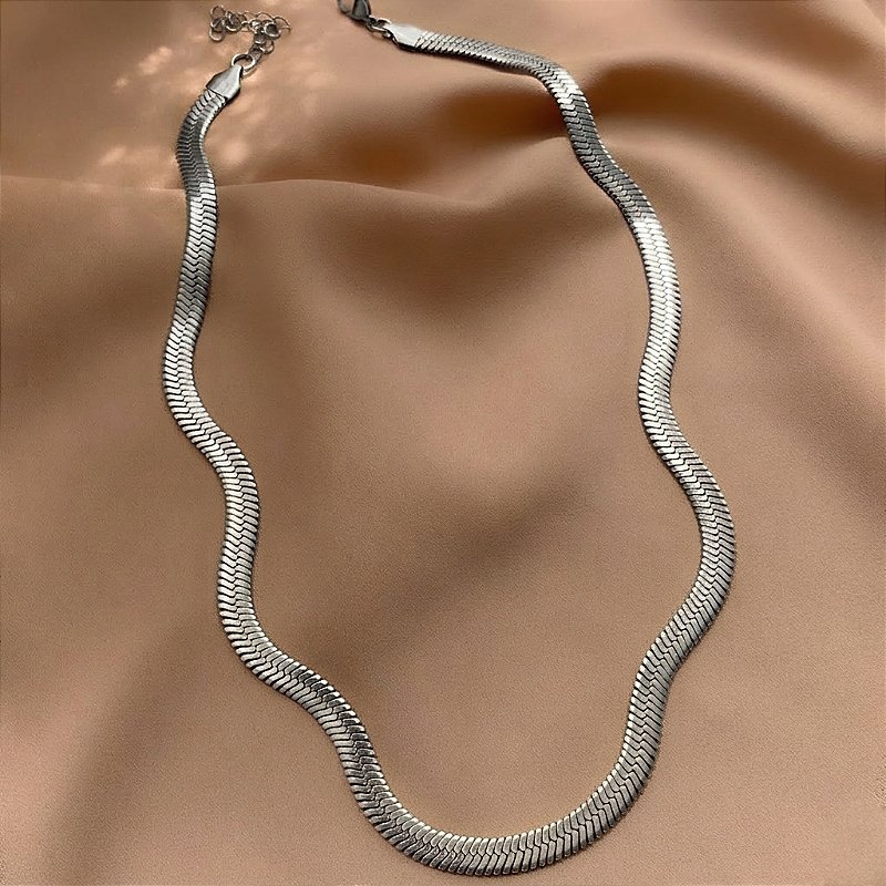 COLAR CORRENTE FITA GROSSA 6MM AÇO 316L⭐️