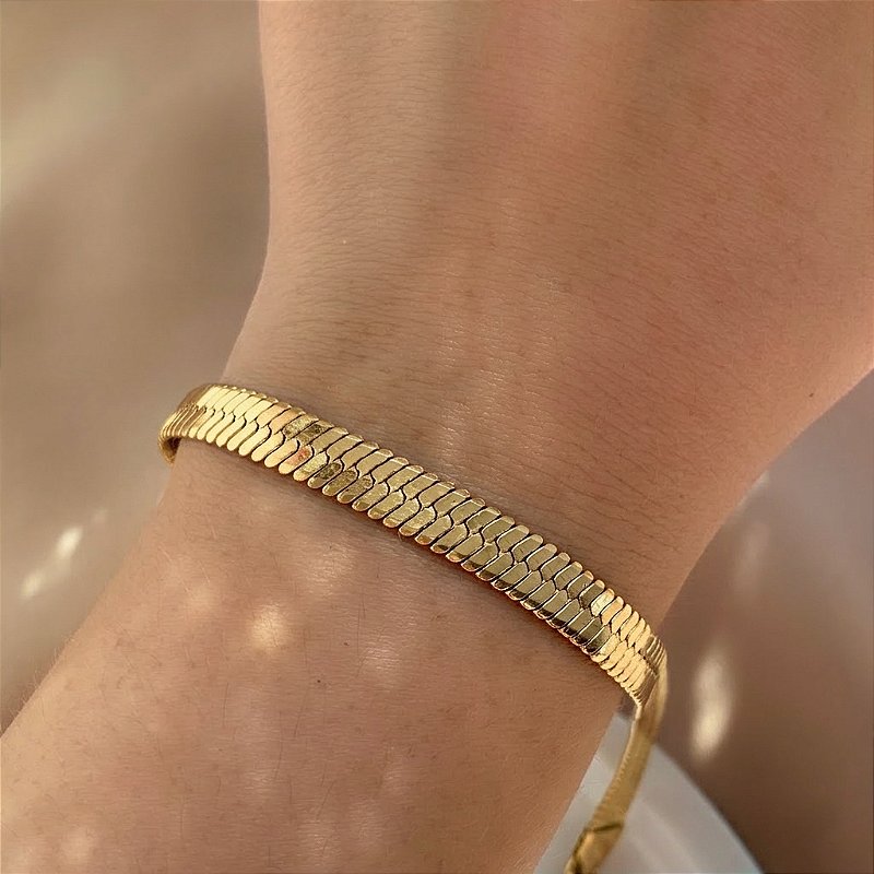 PULSEIRA FITA GROSSA 6MM DOURADO AÇO 316L⭐️