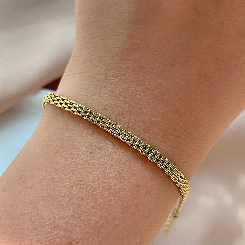 PULSEIRA CORRENTE CORREIA FINA DOURADO AÇO 316L⭐️