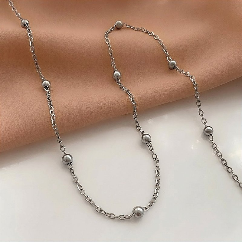 COLAR CORRENTE BOLINHAS AÇO 316L⭐️