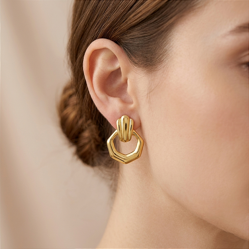 BRINCO FORMATOS DOURADO AÇO 316L⭐️