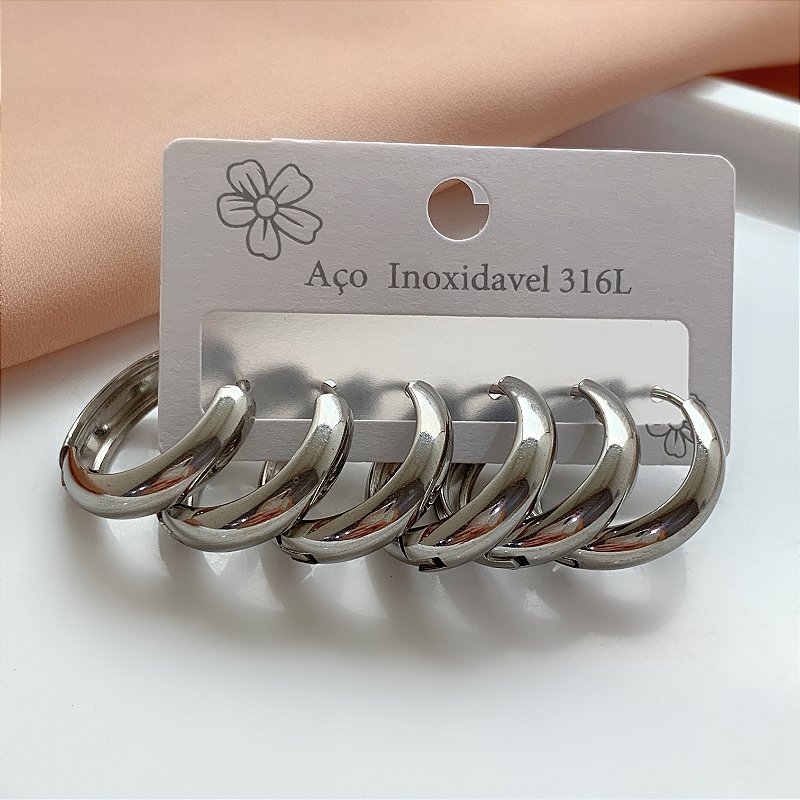 BRINCO KIT ARGOLAS BOLEADAS IGUAIS P AÇO 316L⭐️