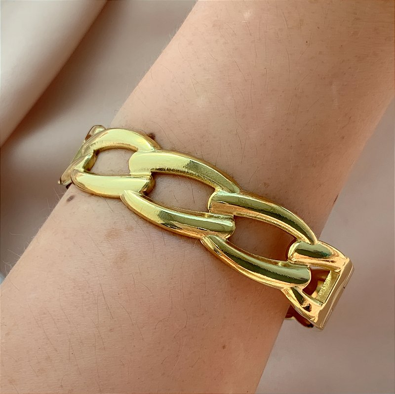 PULSEIRA / BRACELETE CORRENTE DOURADO AÇO 316L⭐️