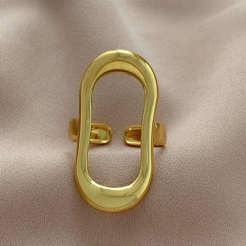 ANEL REGULÁVEL OVAL ORGÂNICO DOURADO AÇO 316L⭐️