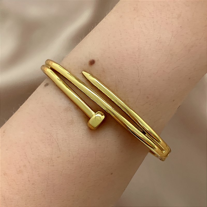 PULSEIRA / BRACELETE PREGO TRÊS VOLTAS DOURADO AÇO 316L⭐️