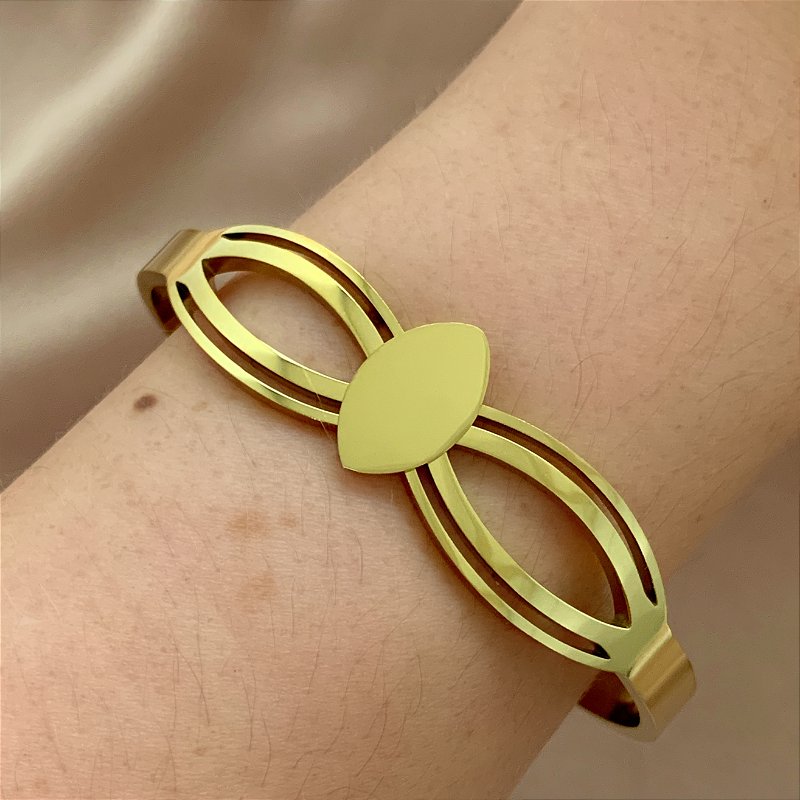 PULSEIRA / BRACELETE FORMATOS VAZADOS DOURADO AÇO 316L⭐️