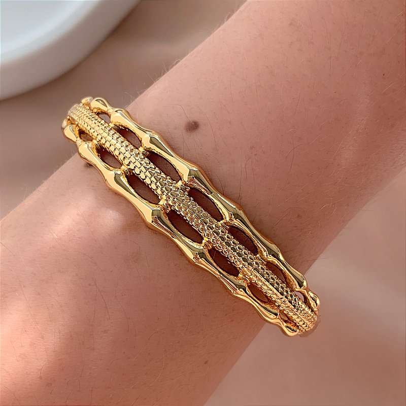 PULSEIRA / BRACELETE DETALHADO DOURADO AÇO 316L⭐️