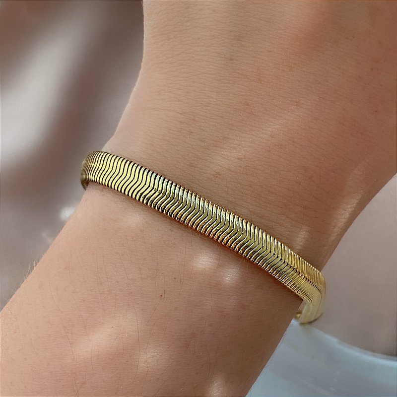 PULSEIRA CORRENTE COBRA LARGA DOURADO AÇO 316L⭐️