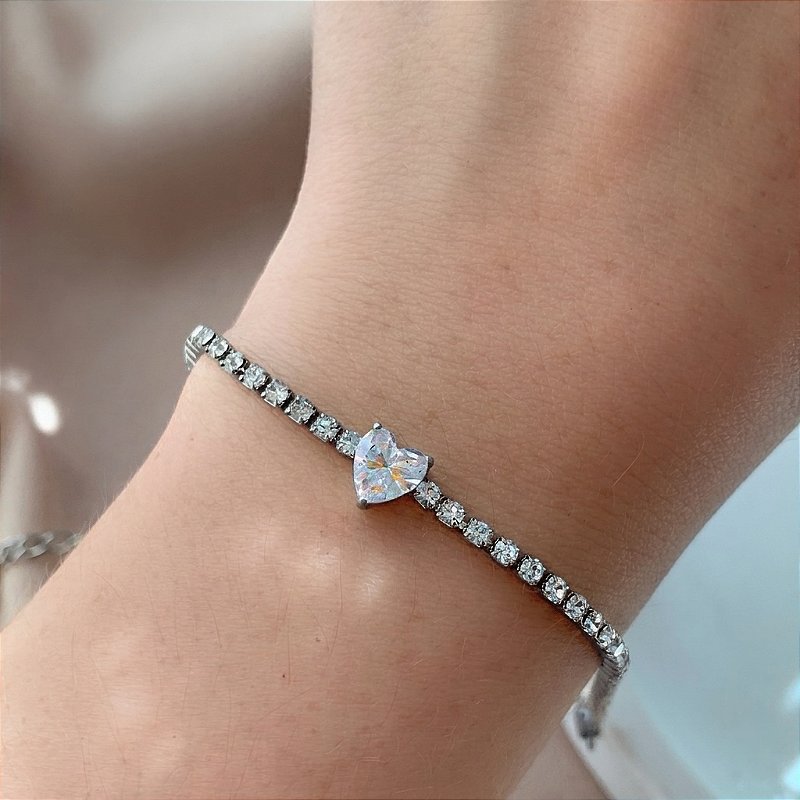 PULSEIRA MINI RIVIERAS CORAÇÃO ZIRCÔNIA AÇO 316L⭐️