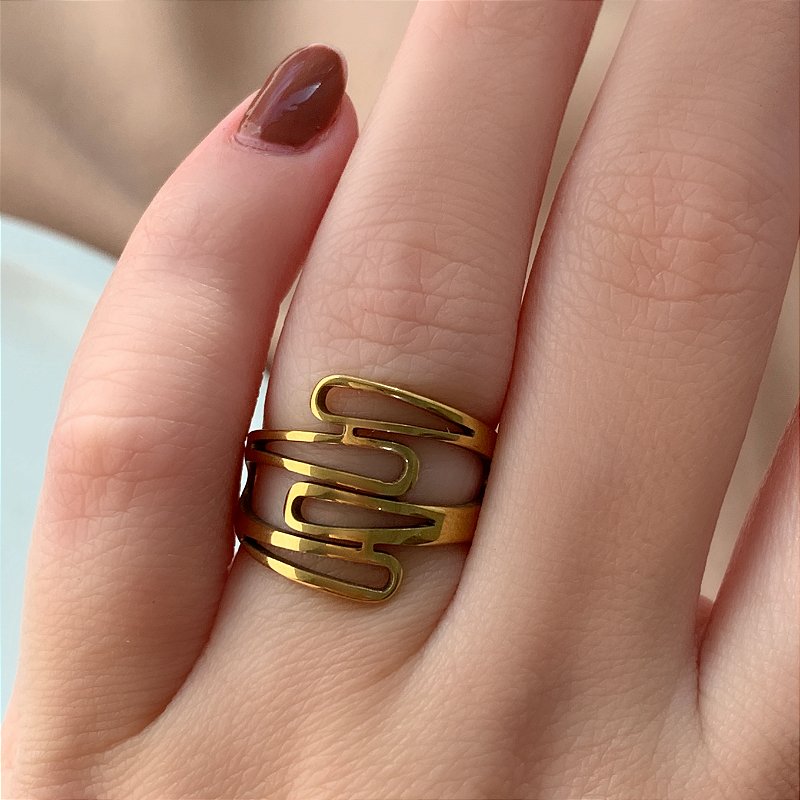 ANEL 4 GOTAS CRUZADOS DOURADO AÇO 316L⭐️