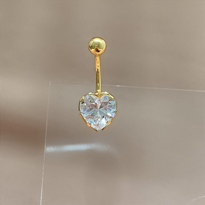 PIERCING UMBIGO CORAÇÃO PEDRA ZIRCÔNIA 10MM HASTE AÇO 316L FOLHEADO A OURO 18K SEMIJOIA PARA ATUALIZAÇÃO⭐️