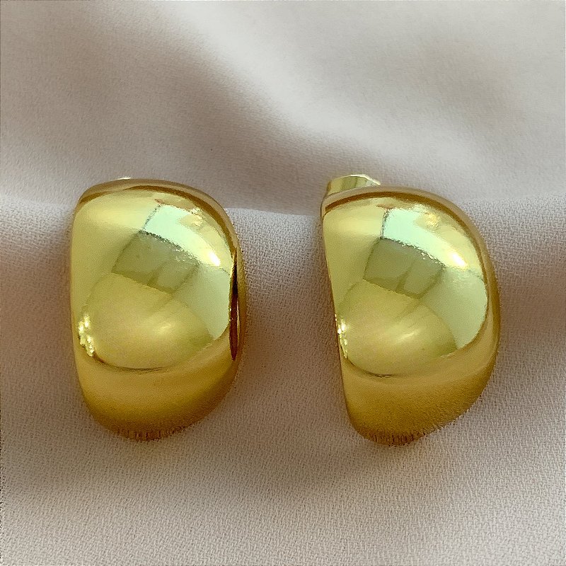 BRINCO MEIA LUA BOLEADA DOURADO AÇO 316L⭐️