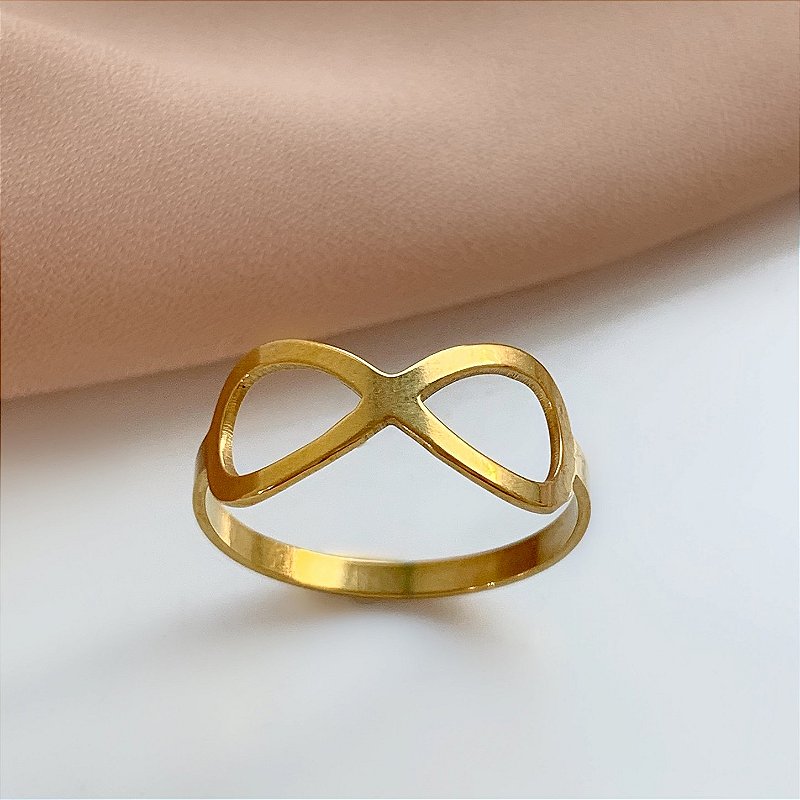 ANEL INFINITO DOURADO AÇO 316L⭐️