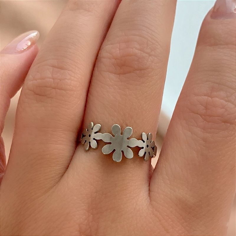 ANEL FLORZINHAS AÇO 316L⭐️