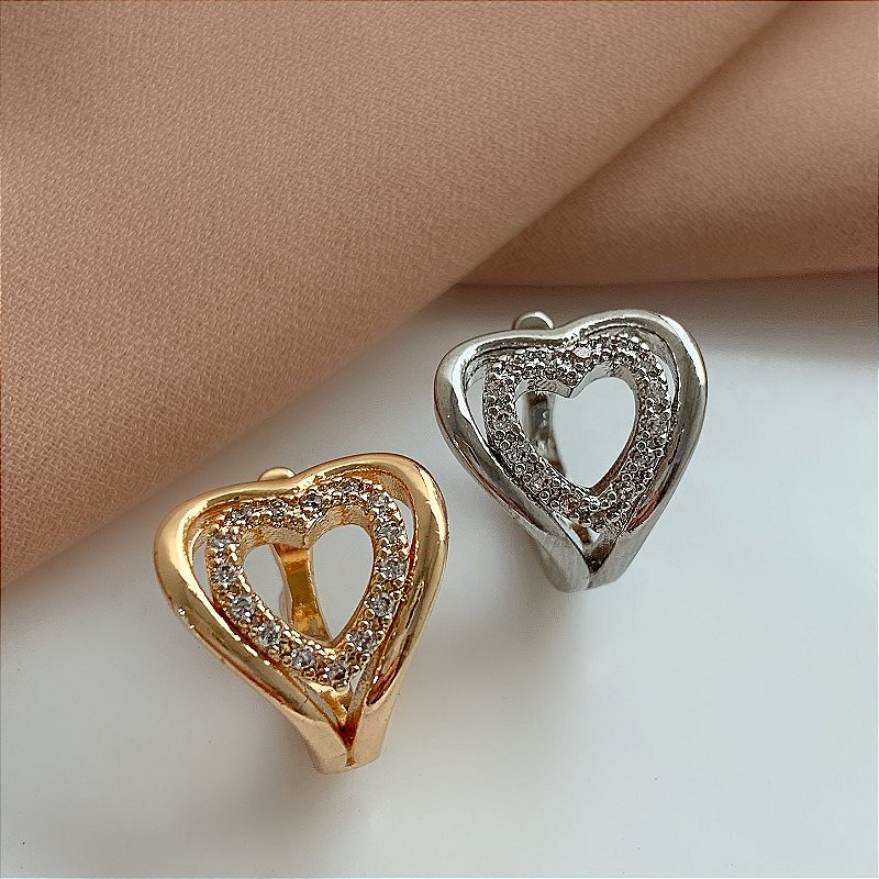 PIERCING FAKE CORAÇÃO CRAVEJADO EM ZIRCÔNIAS BIJU