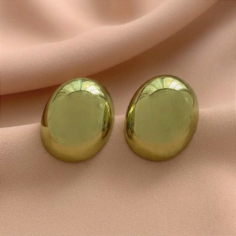 BRINCO OVAL GLAM DOURADO AÇO 316L⭐️