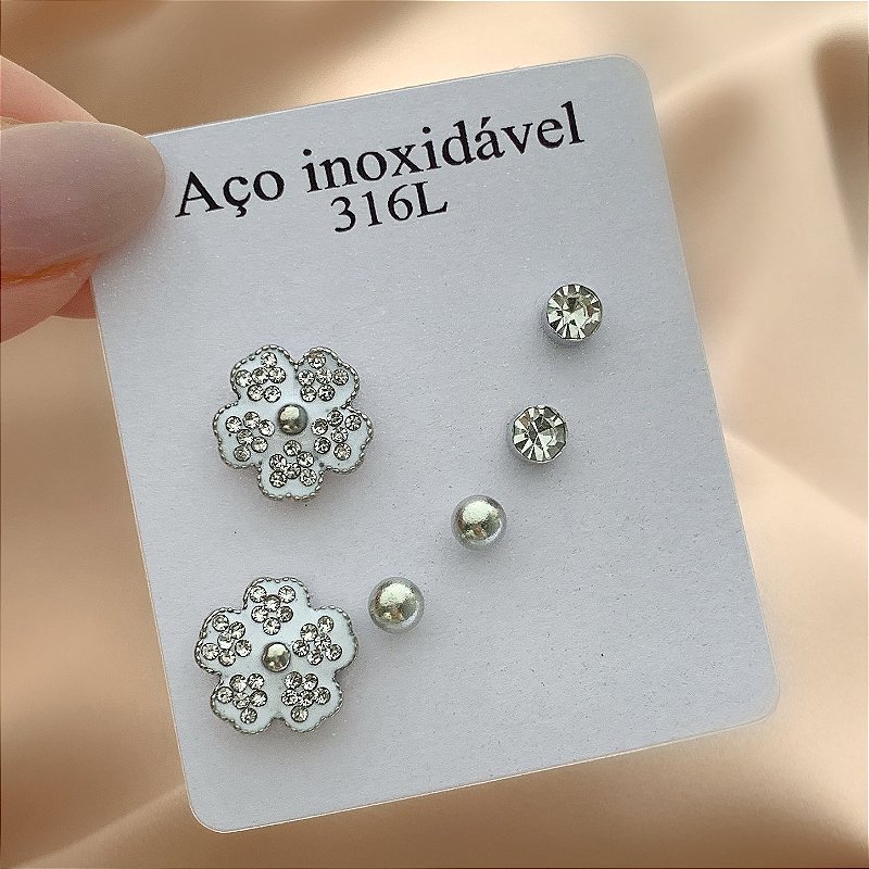 BRINCO KIT FLOR ZIRCÔNIA AÇO 316L⭐️