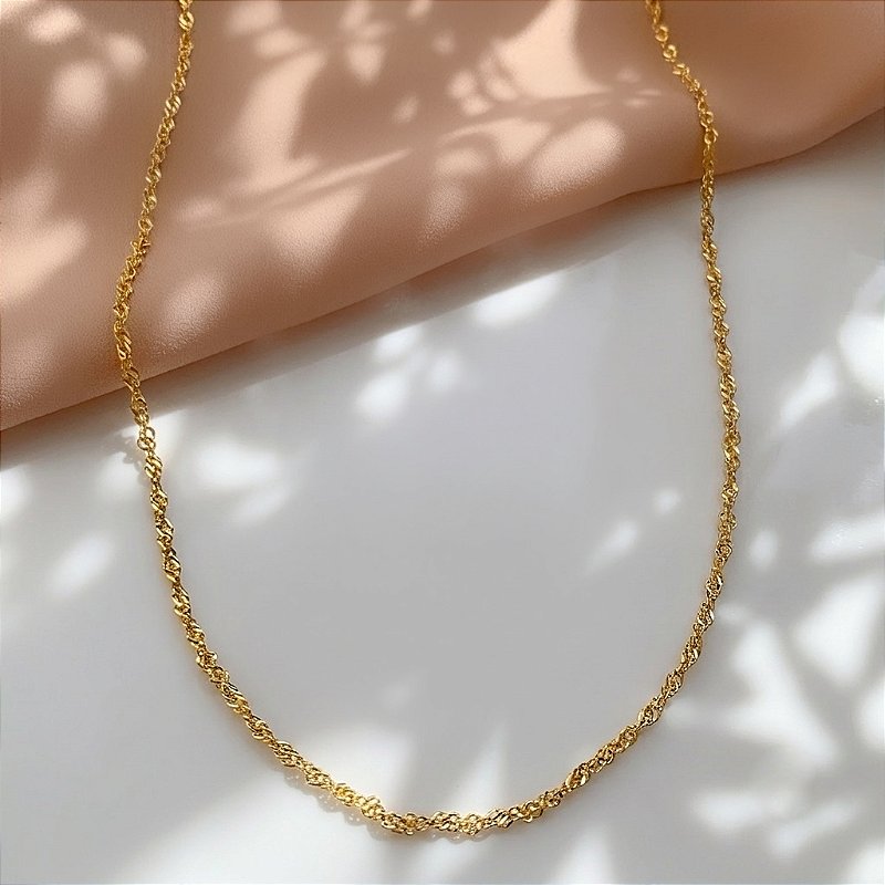 COLAR MALHA SINGAPURA DOURADO AÇO 316L⭐️