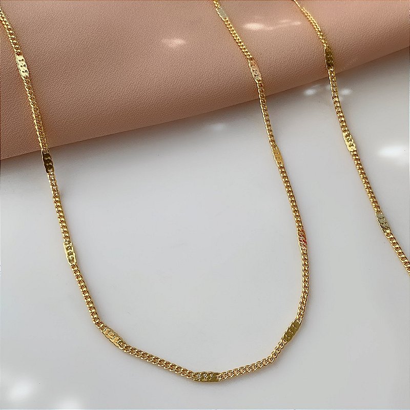COLAR GRUMET PLAQUINHAS RETANGULARES DOURADO AÇO 316L⭐️