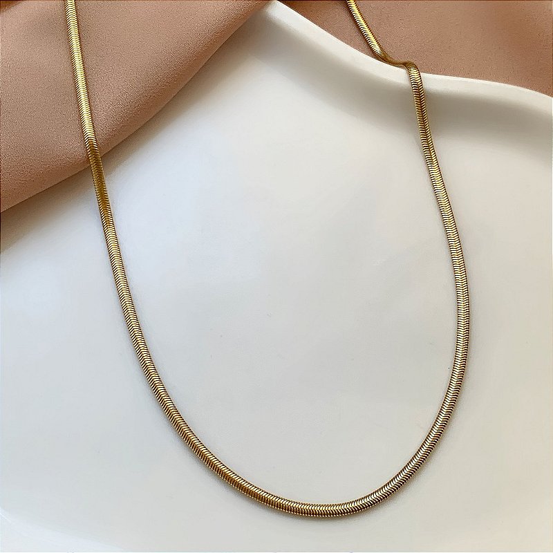 COLAR CORRENTE COBRA 3MM DOURADO AÇO 316L⭐️