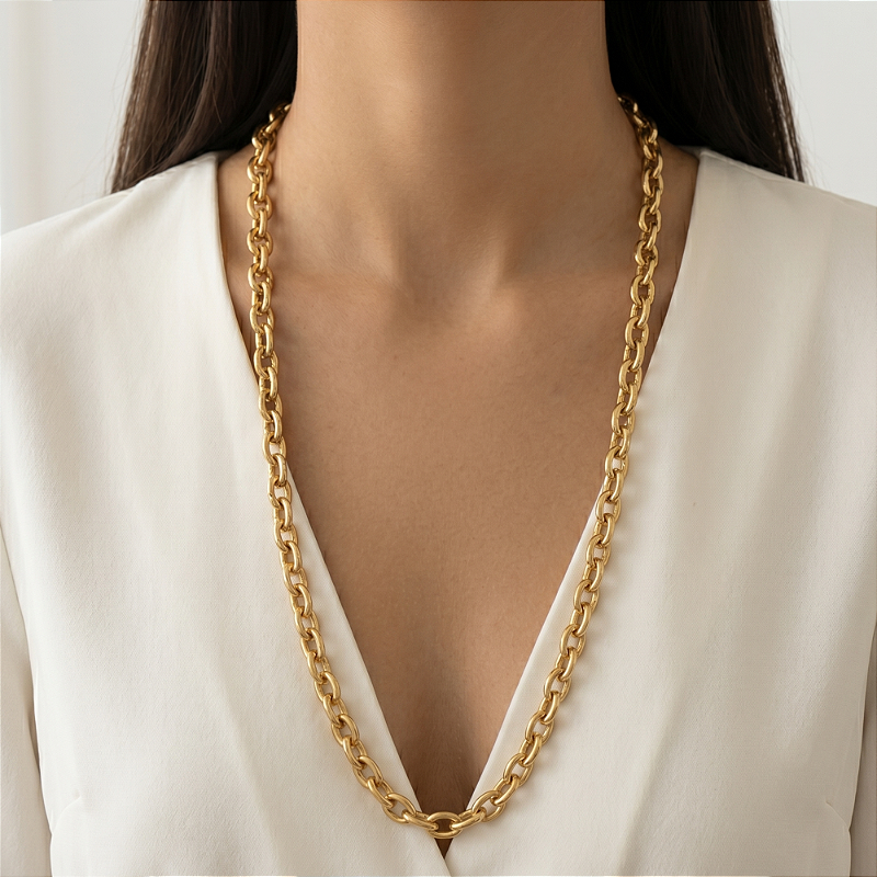 COLAR CORRENTE ELO PORTUGUÊS LONGO DOURADO AÇO 316L⭐️