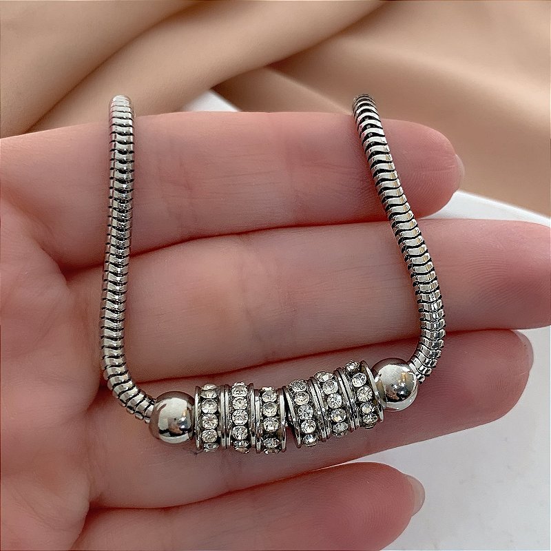 PULSEIRA RABO DE RATO BERLOQUES PEDRAS ZIRCÔNIAS AÇO 316L⭐️