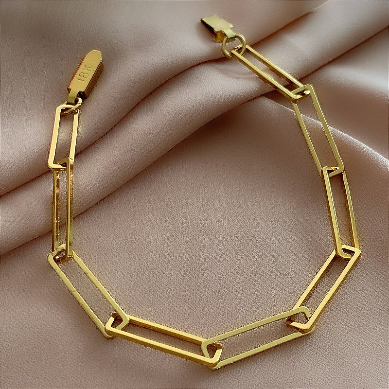 PULSEIRA ELOS RETANGULARES DOURADO AÇO 316L⭐️