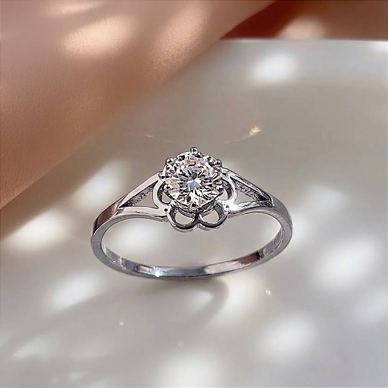 ANEL FLOR PEDRA ZIRCÔNIA AÇO 316L⭐️