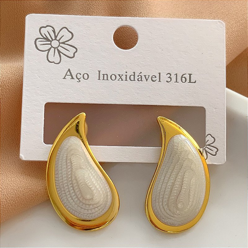 BRINCO GOTA ESMALTADA DOURADO AÇO 316L⭐️(GRUPO 2)