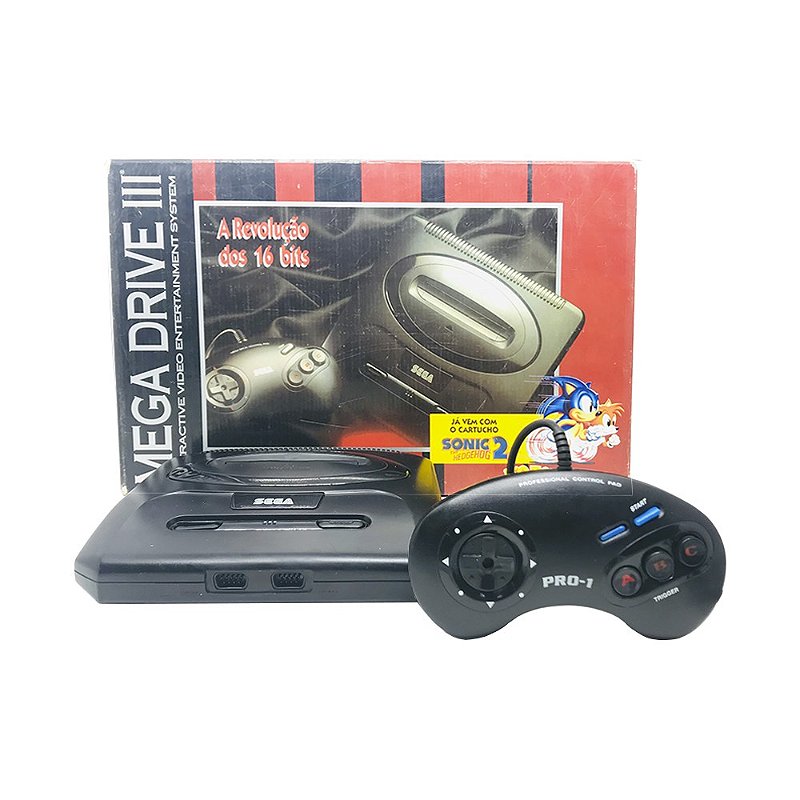 Console Mega Drive 3 com 2 Controles + Sonic Seminovo - Sega