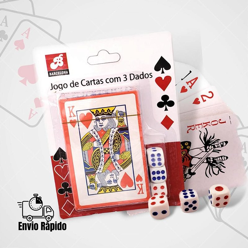 Jogo de Cartas - Baralho com 3 Dados