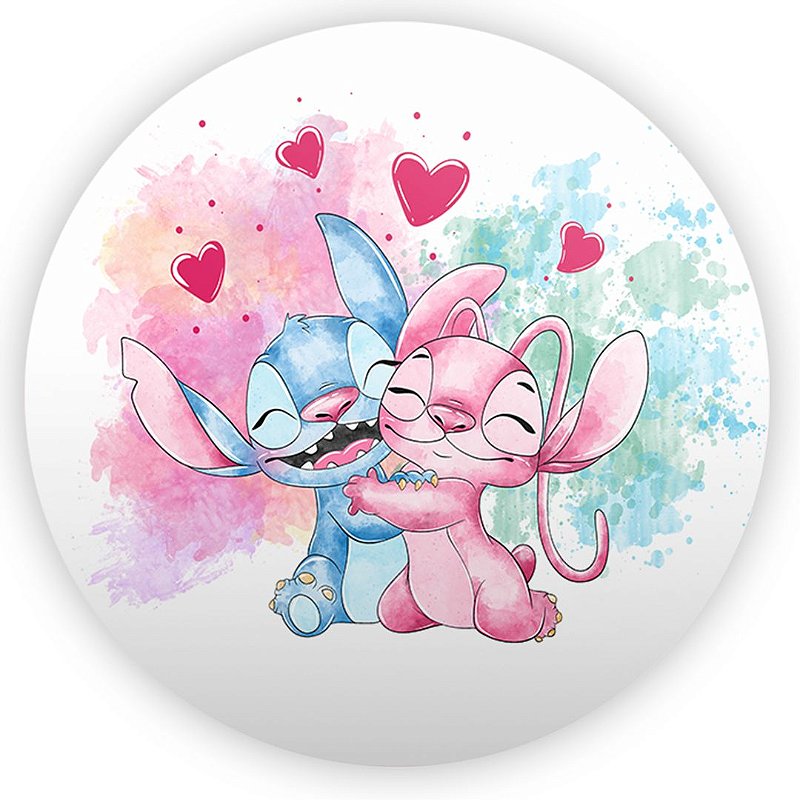 Stitch E Angel Capa Painel Redondo Sublimado Pegue Monte - Sublitex Painéis