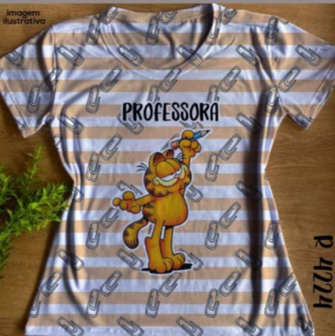 T-shirts Babylook Femininas no Atacado Professora Garfield 