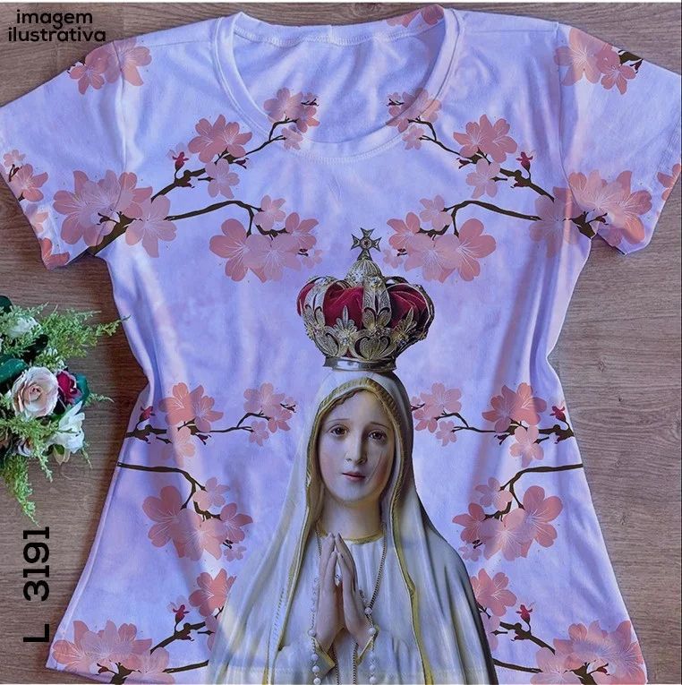 T-shirt babylook Feminina no Atacado Religiosa Maria Galhos