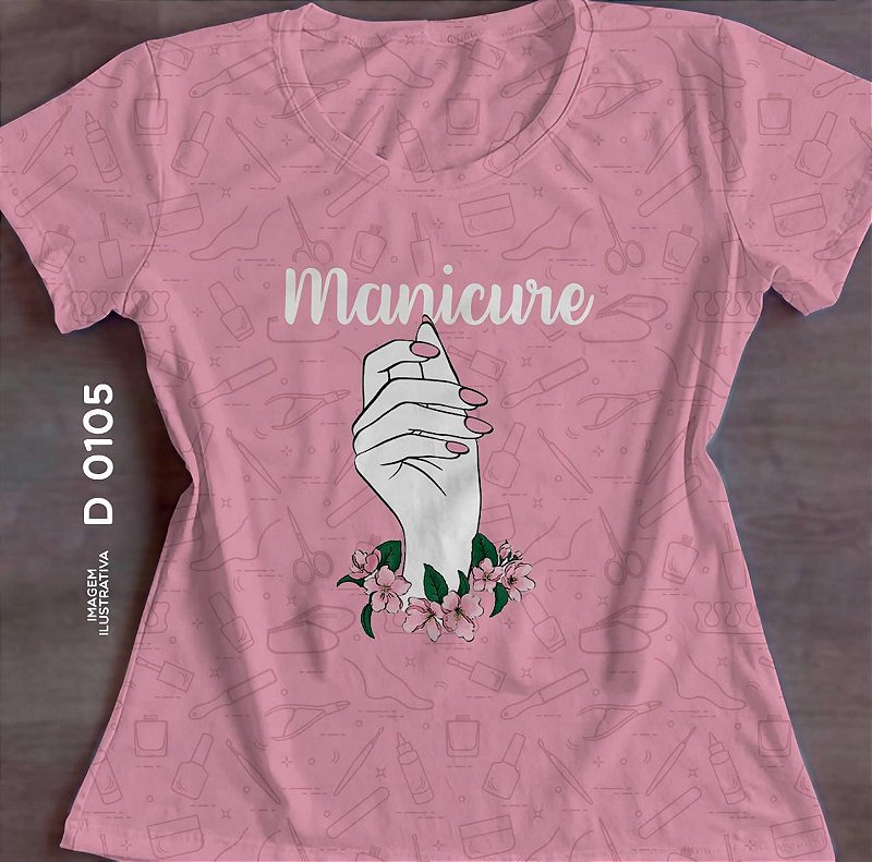 T-shirt babylook Feminina no Atacado Manicure