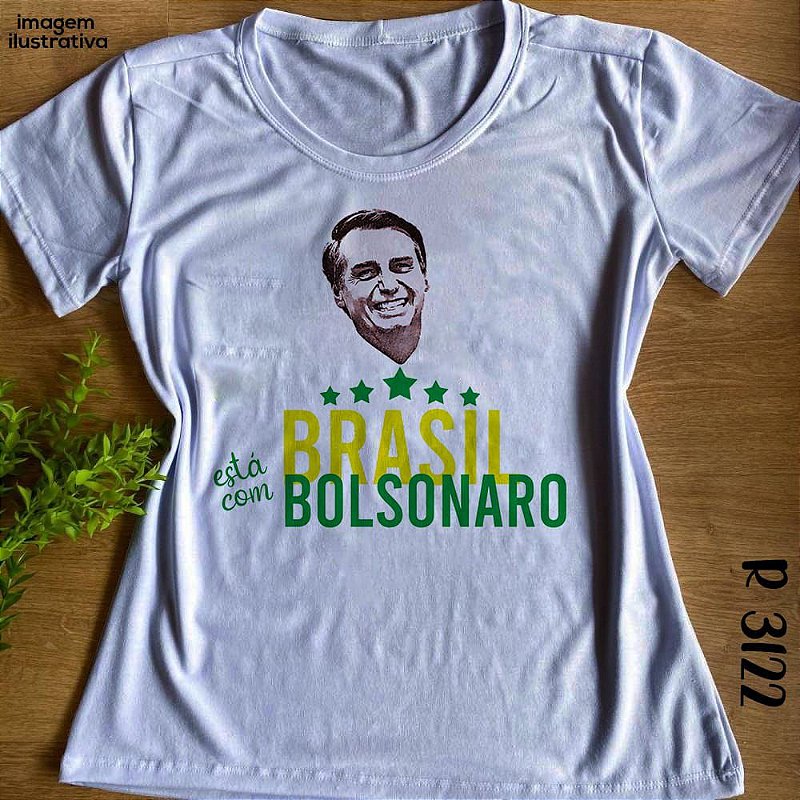 T-shirt Babylook No Atacado Brasil Com Bolsonaro