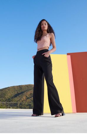 CALCA PANTALONA OXFORD COM DETALHE LAPELA E ZIP PERRETO - Ivana Menezes  Store