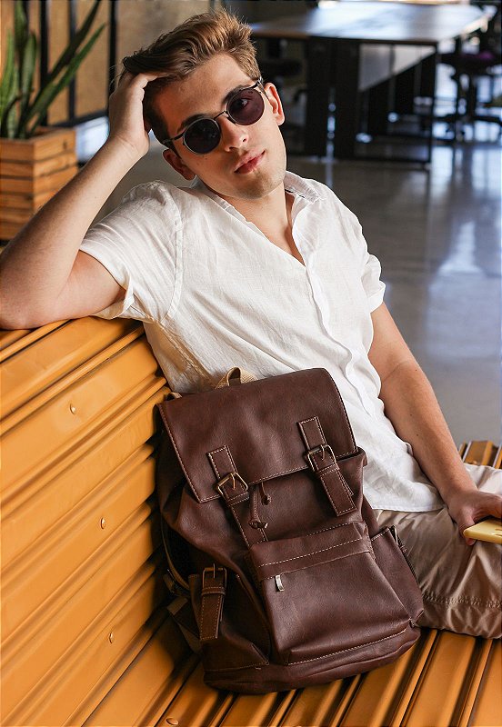 Mochila Executiva Vintage Caramelo 085 - Lenna's: Pastas, Mochilas