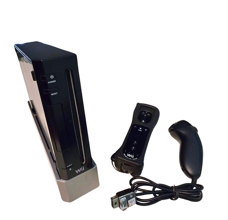 任天堂　Wii Console Nintendo Wii Preto 110v Destravado 64gb + Volante