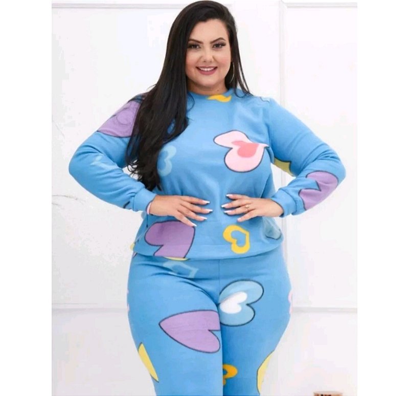 Pijama Plus Size Soft Inverno Tamanho Grande Quentinho Plush