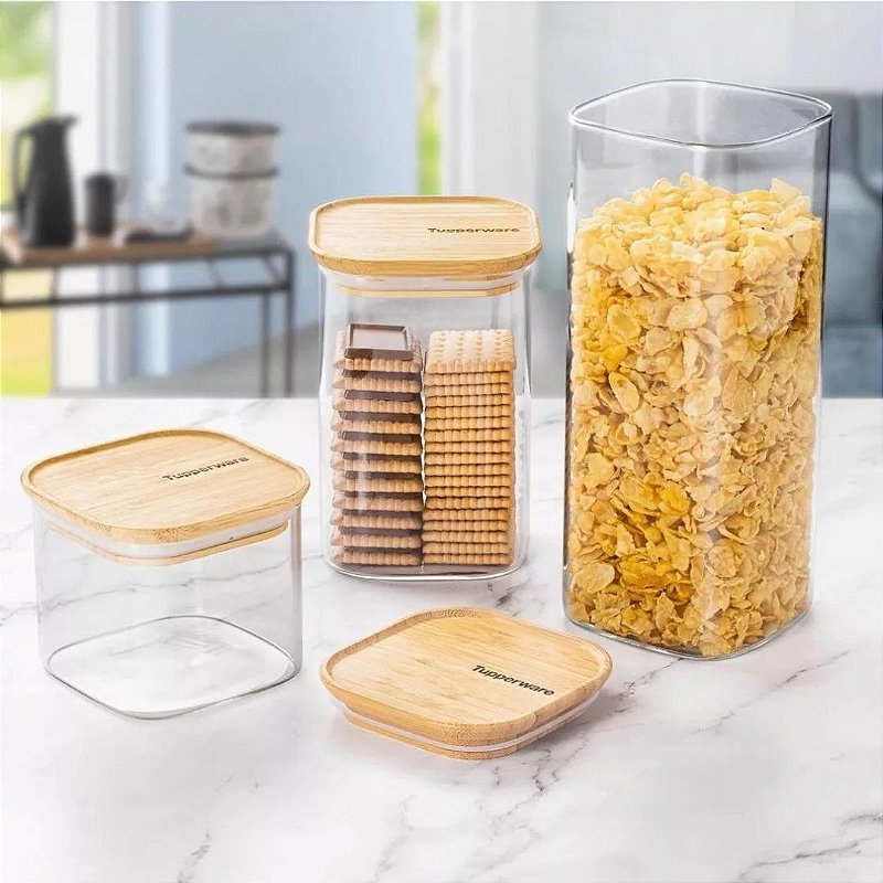 Tupperware スタートセットモジュラーシェルフ 9個セット Kit Modular Bambu 3 peças - Dona Mirtes Tupperware