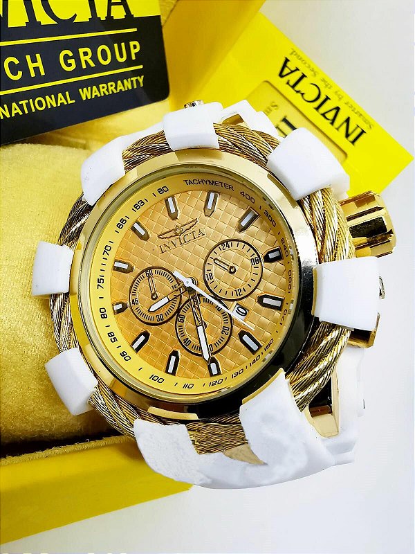invicta branco com dourado
