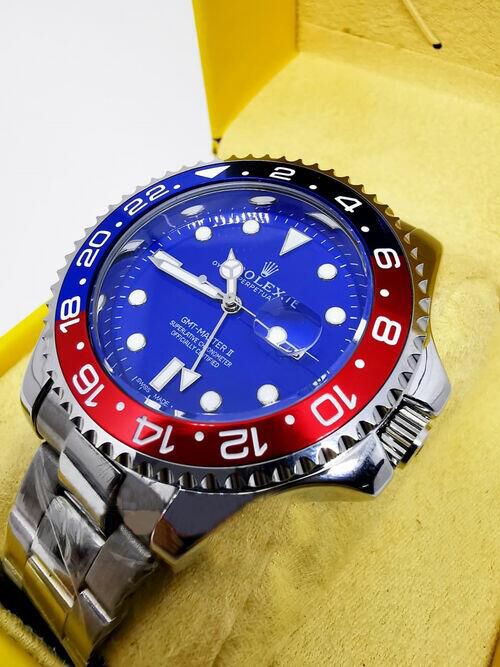 rolex prata e azul